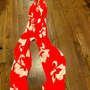 Karina Grimaldi Orange halter silk jumpsuit